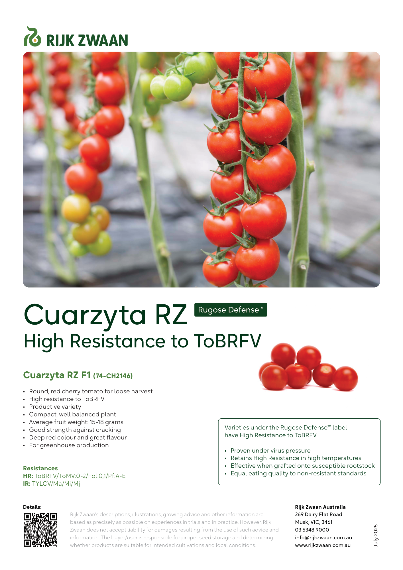 TOMATO | BROWN RUGOSE RESISTANCE | CUARZYTA RZ | AUSTRALIA | Rijk