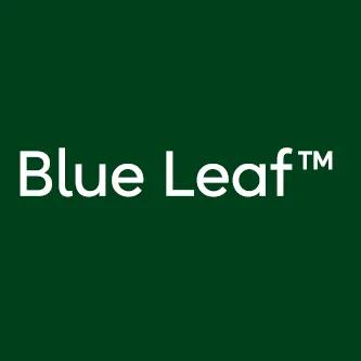 Green logo with the words "Blue Leaf"